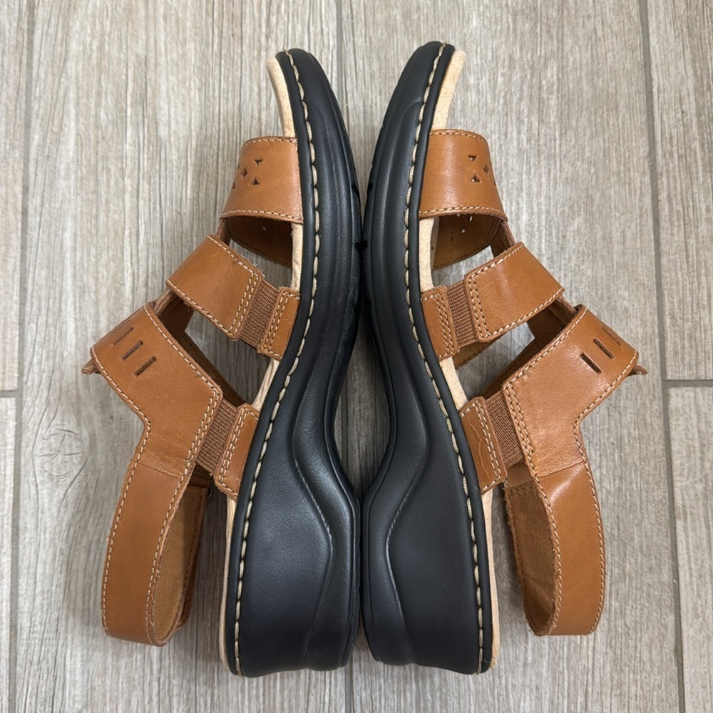Clarks Lexi Qwin Brown Leather Slingback Sandals Shoes Size 8 Wide - Picture 7 of 15